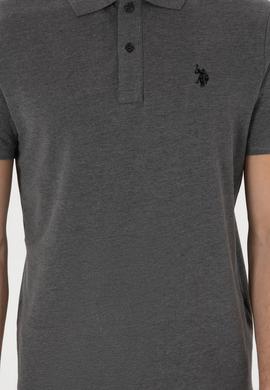 Erkek Slim Fit Polo Yaka Antrasit Melanj Basic Tişört - 50297984024