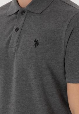 Erkek Slim Fit Polo Yaka Antrasit Melanj Basic Tişört - 50297984024