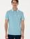 Erkek Slim Fit Polo Yaka Açık Mavi Yıkamalı Basic Tişört
