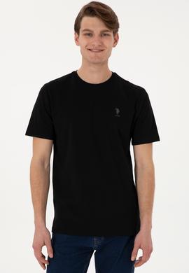 Erkek Regular Fit Bisiklet Yaka Siyah Tişört - 50299544053