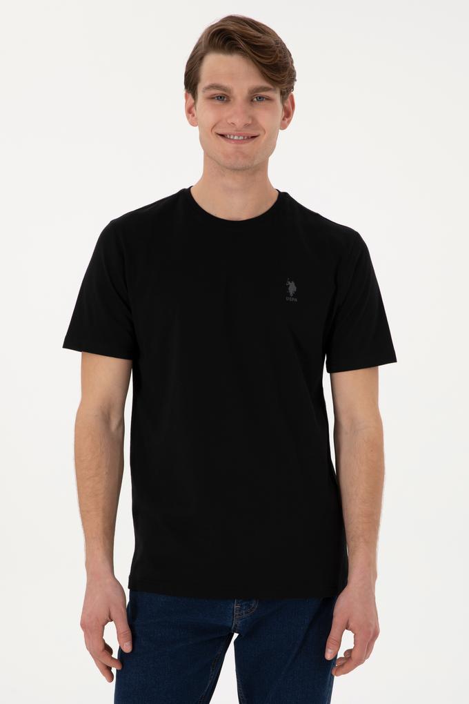 Erkek Regular Fit Bisiklet Yaka Siyah Tişört