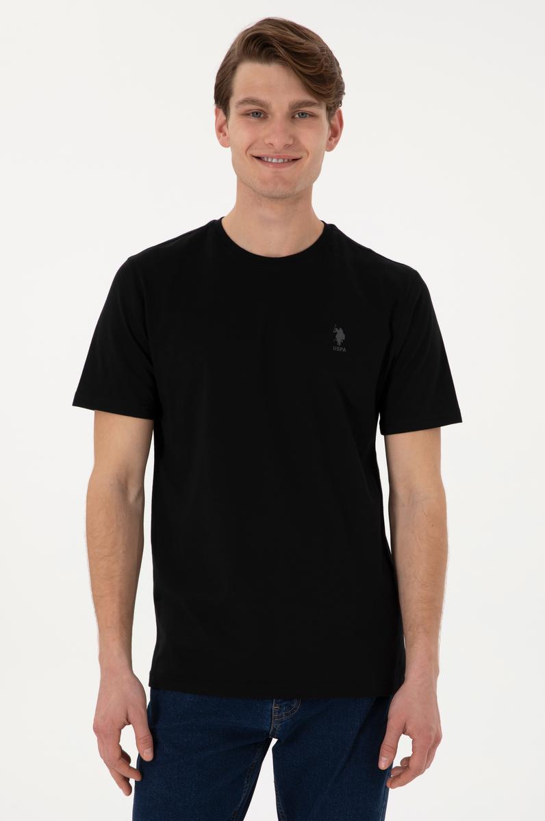 Erkek Regular Fit Bisiklet Yaka Siyah Tişört