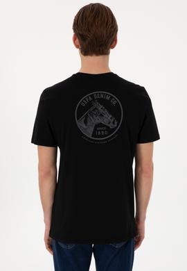 Erkek Regular Fit Bisiklet Yaka Siyah Tişört - 50299544053