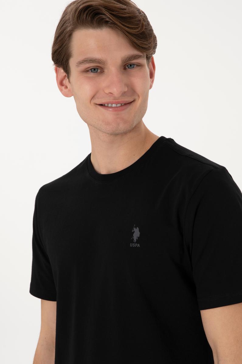 Erkek Regular Fit Bisiklet Yaka Siyah Tişört