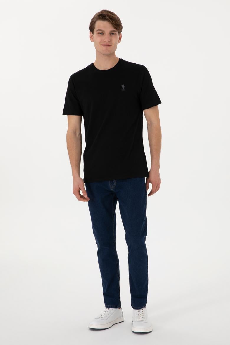 Erkek Regular Fit Bisiklet Yaka Siyah Tişört - 50299544053