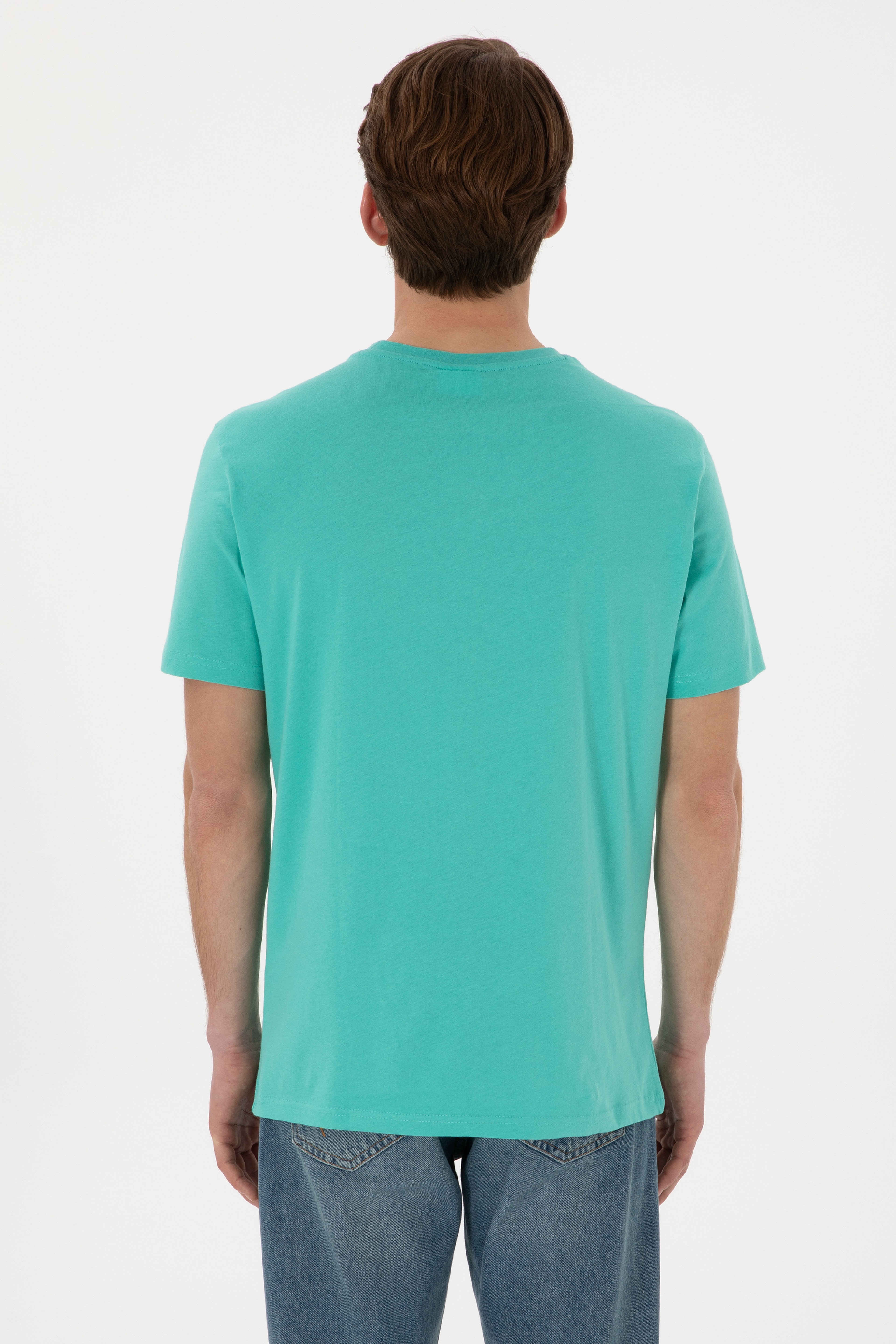 Erkek Regular Fit Bisiklet Yaka Mint Basic Tişört