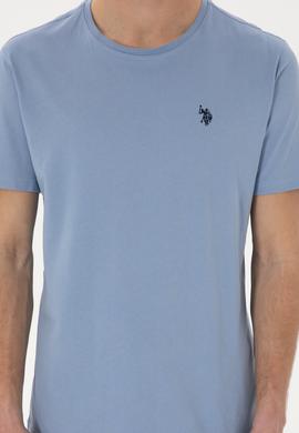 Erkek Regular Fit Bisiklet Yaka Mavi Basic Tişört - 50298035097