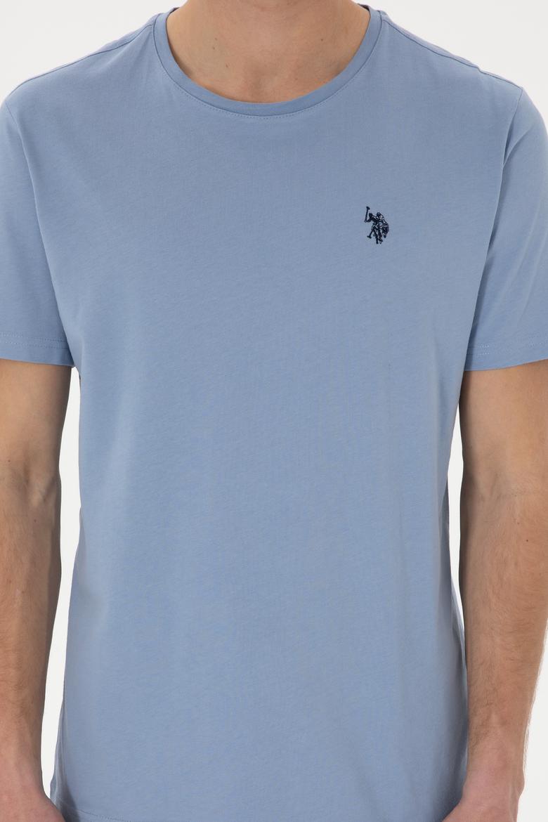 Erkek Regular Fit Bisiklet Yaka Mavi Basic Tişört - 50298035097