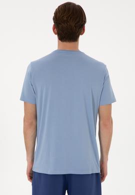 Erkek Regular Fit Bisiklet Yaka Mavi Basic Tişört - 50298035097