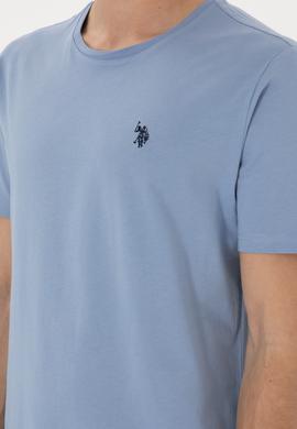 Erkek Regular Fit Bisiklet Yaka Mavi Basic Tişört - 50298035097