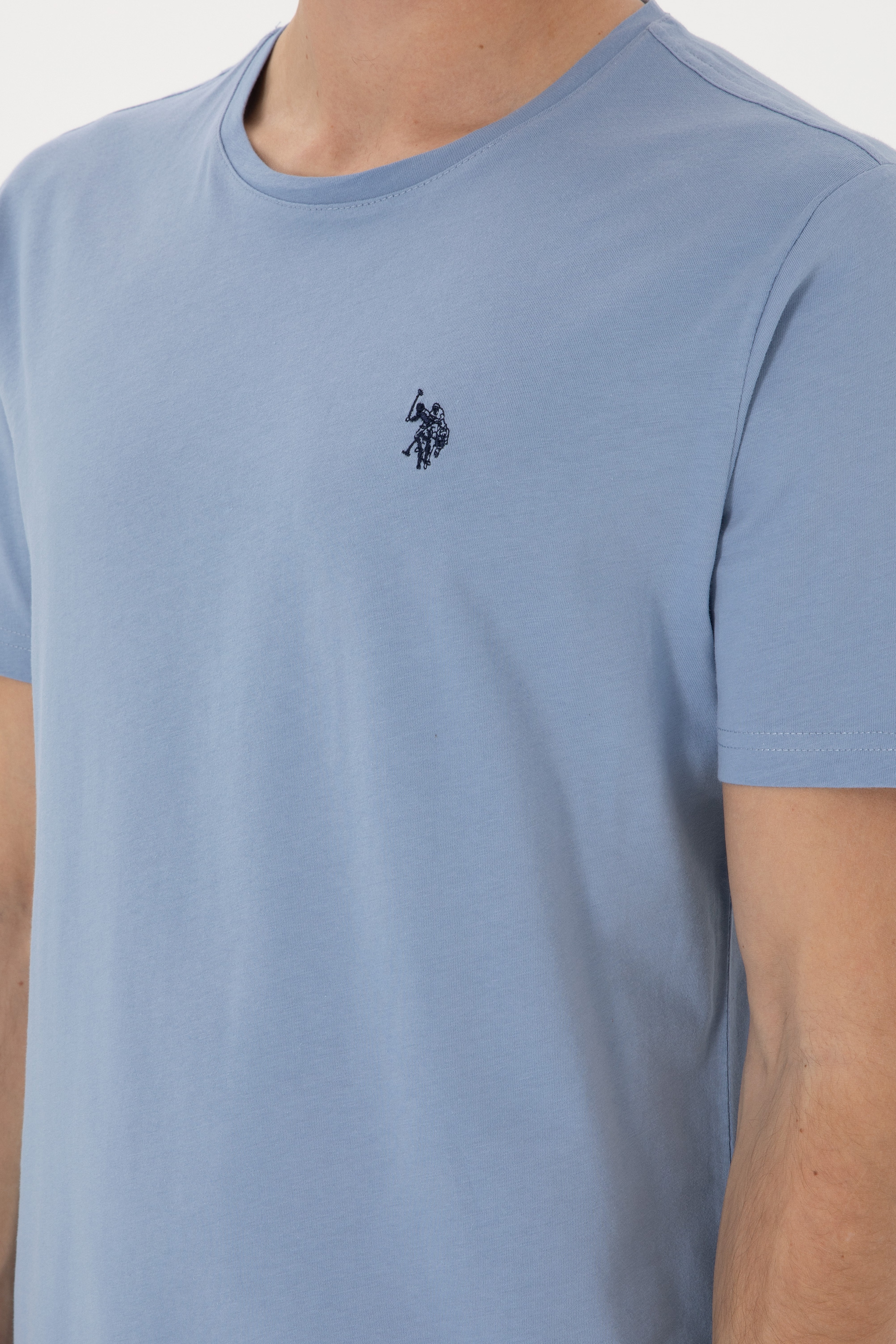 Erkek Regular Fit Bisiklet Yaka Mavi Basic Tişört - Image 7