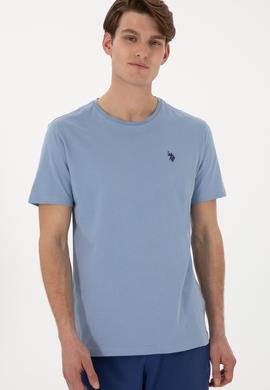 Erkek Regular Fit Bisiklet Yaka Mavi Basic Tişört - 50298035097