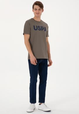 Erkek Regular Fit Bisiklet Yaka Vizon Basic Tişört - 50297988156