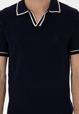 Erkek Slim Fit Polo Yaka Lacivert Tişört - 50299364001
