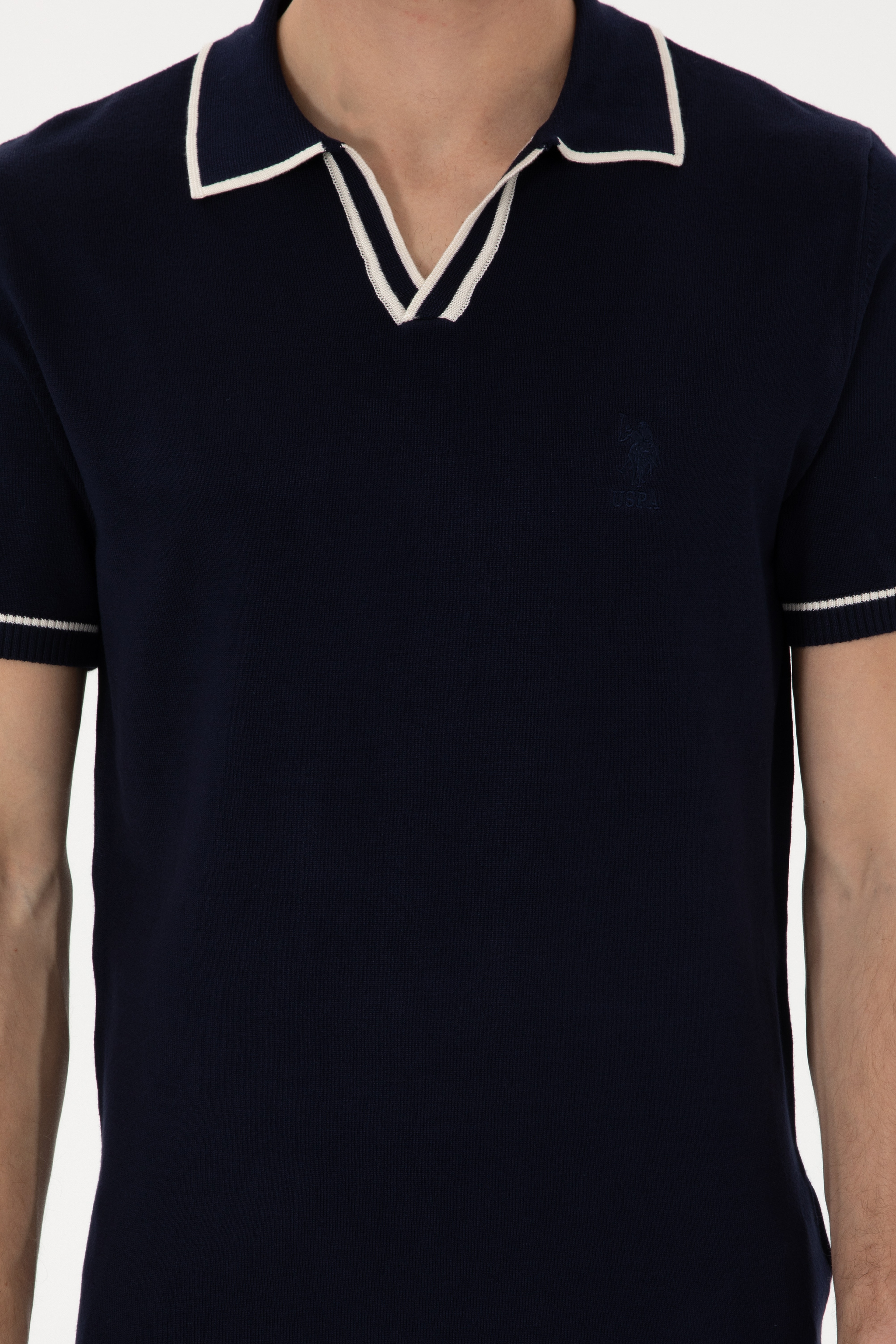 Erkek Slim Fit Polo Yaka Lacivert Tişört