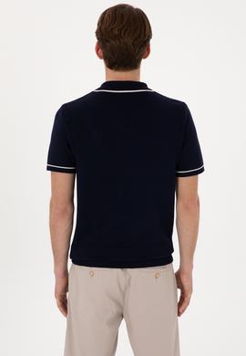 Erkek Slim Fit Polo Yaka Lacivert Tişört - 50299364001