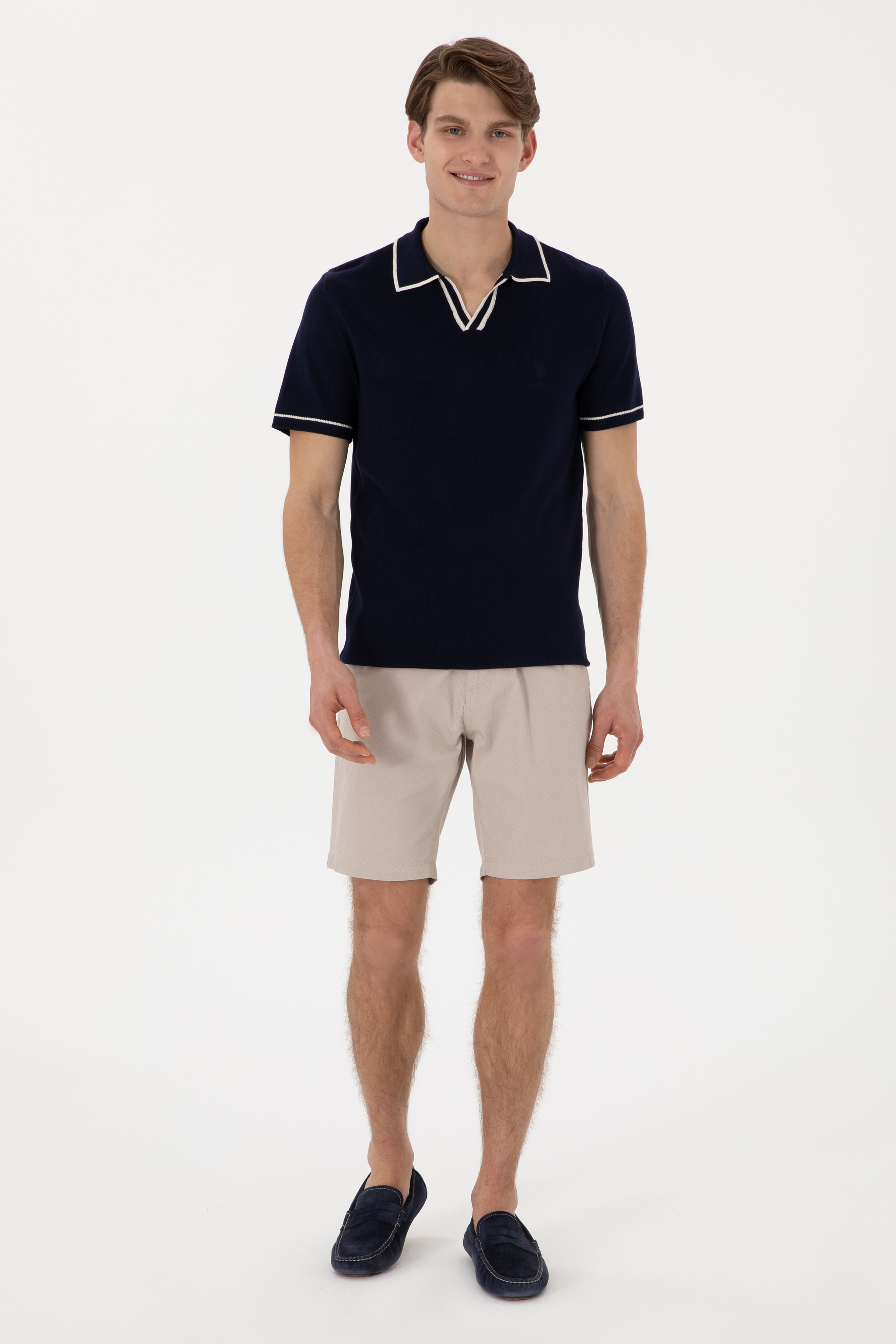 Erkek Slim Fit Polo Yaka Lacivert Tişört