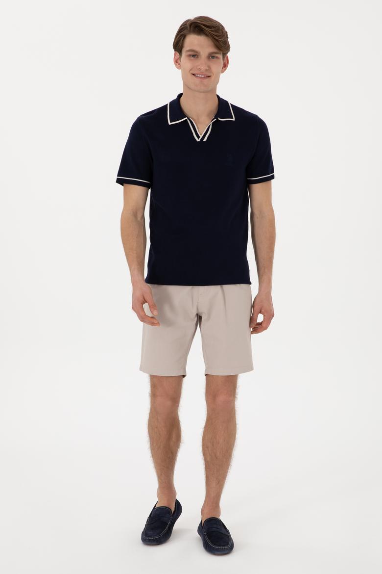 Erkek Slim Fit Polo Yaka Lacivert Tişört - 50299364001