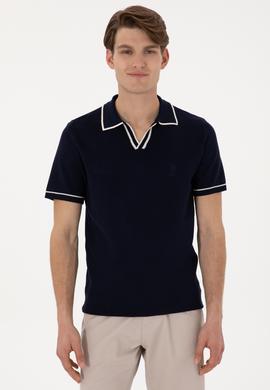 Erkek Slim Fit Polo Yaka Lacivert Tişört - 50299364001