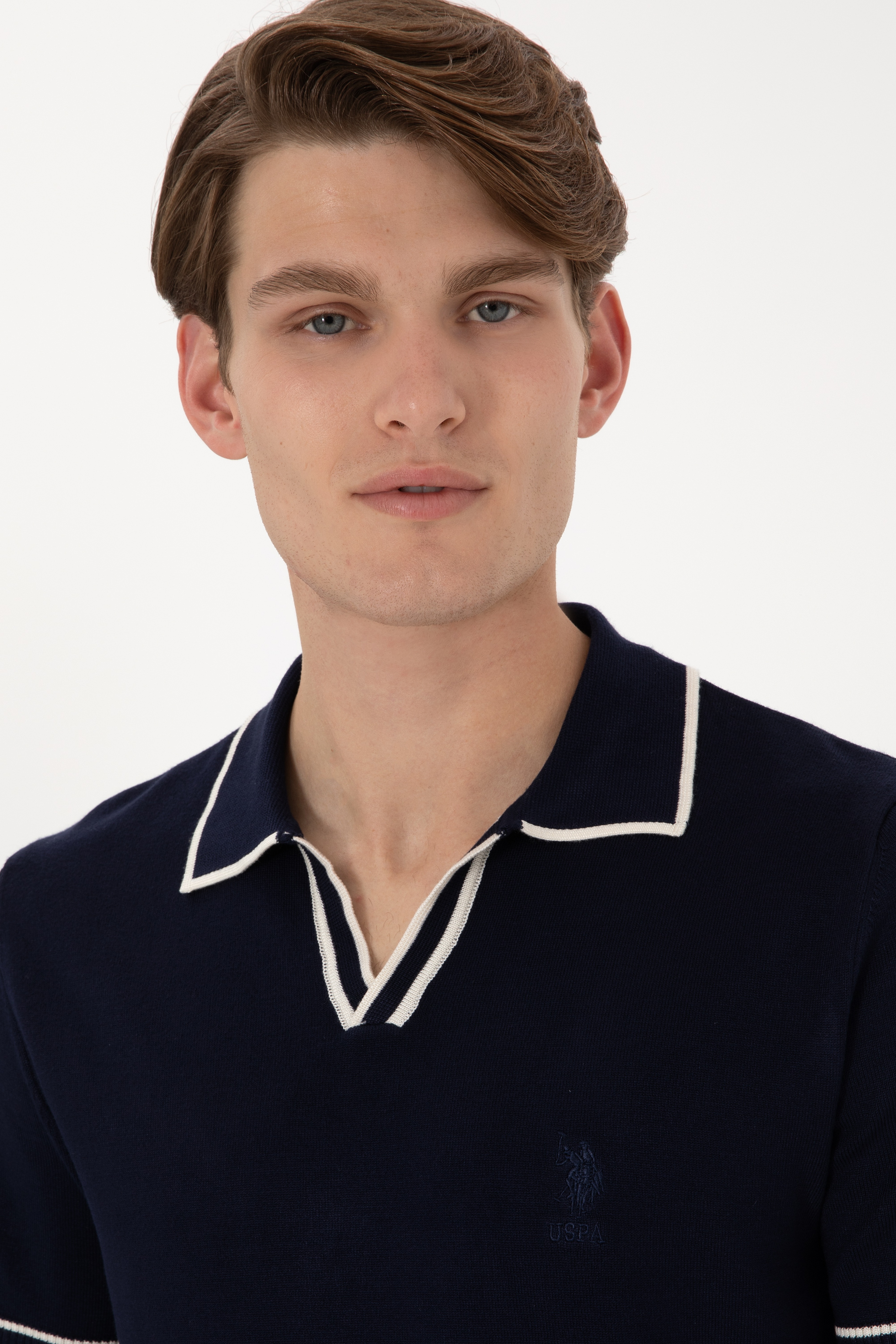 Erkek Slim Fit Polo Yaka Lacivert Tişört - Image 2