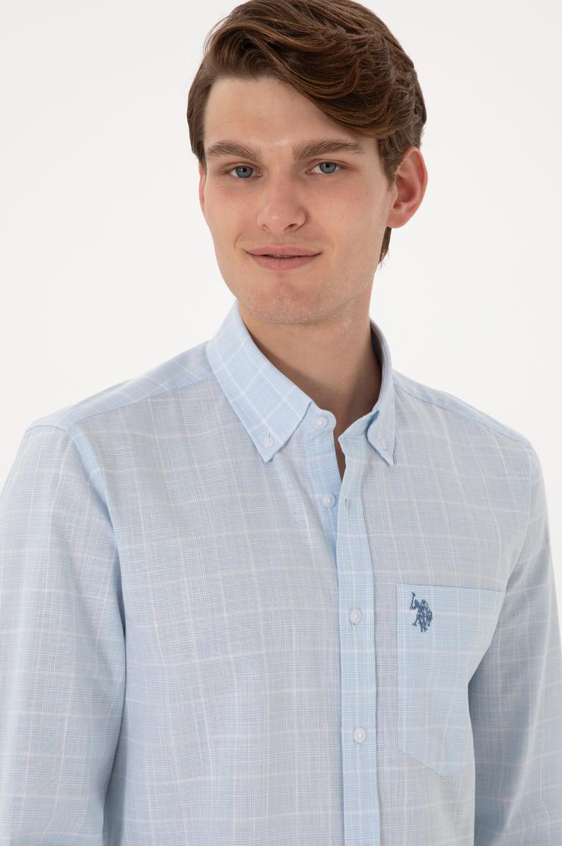 Erkek Açık Mavi Uzun Kollu Gömlek