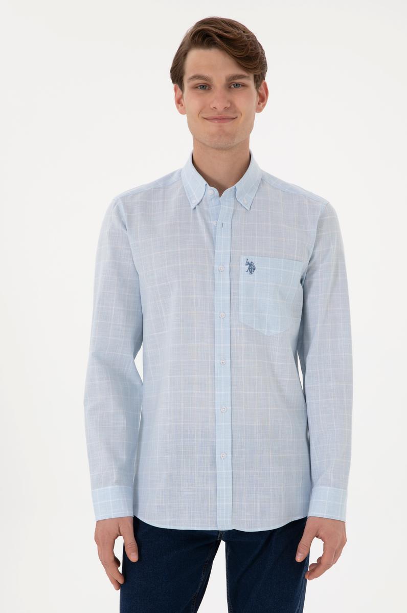Erkek Açık Mavi Uzun Kollu Gömlek