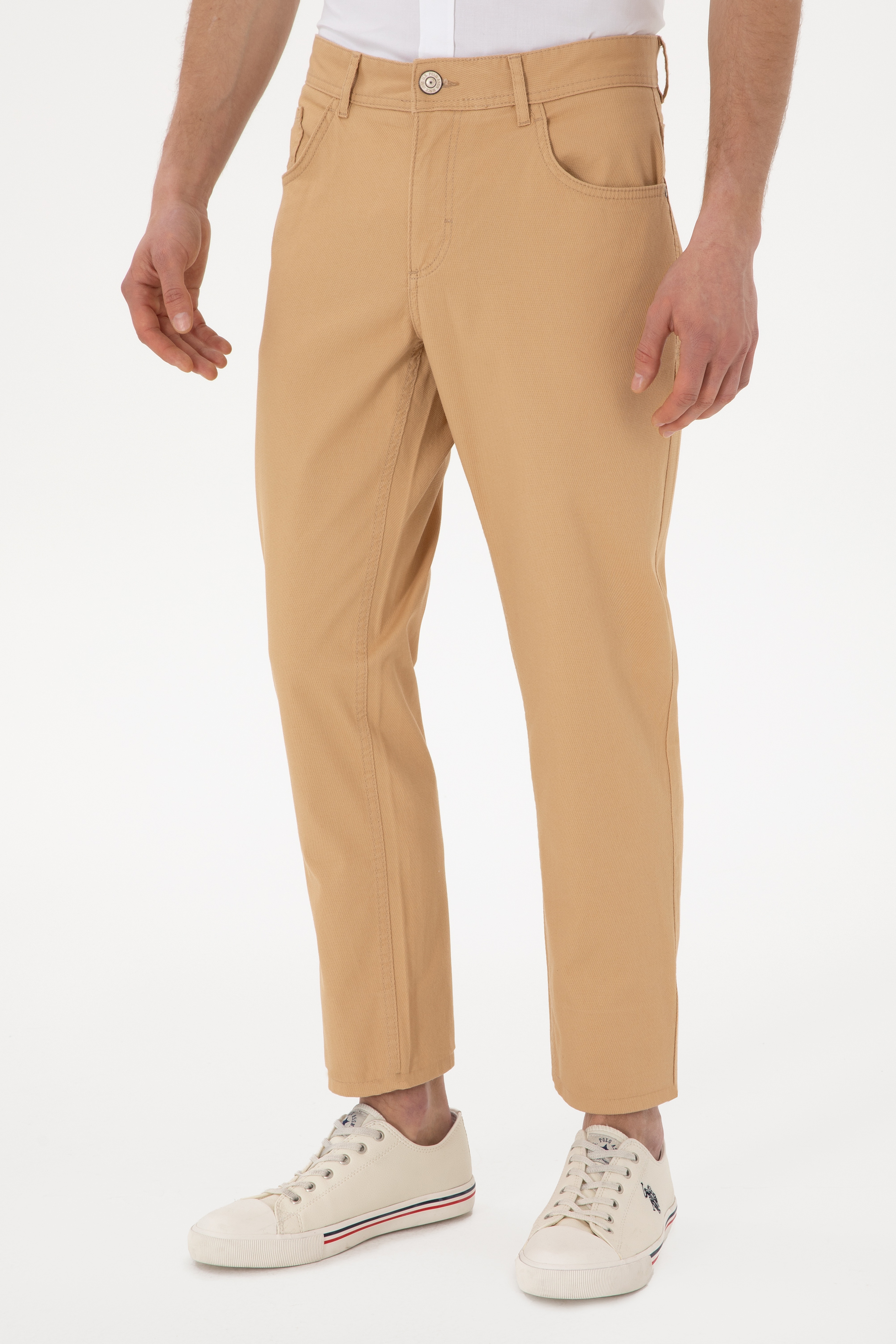 Erkek Slim Fit Camel Kanvas Pantolon - Image 2