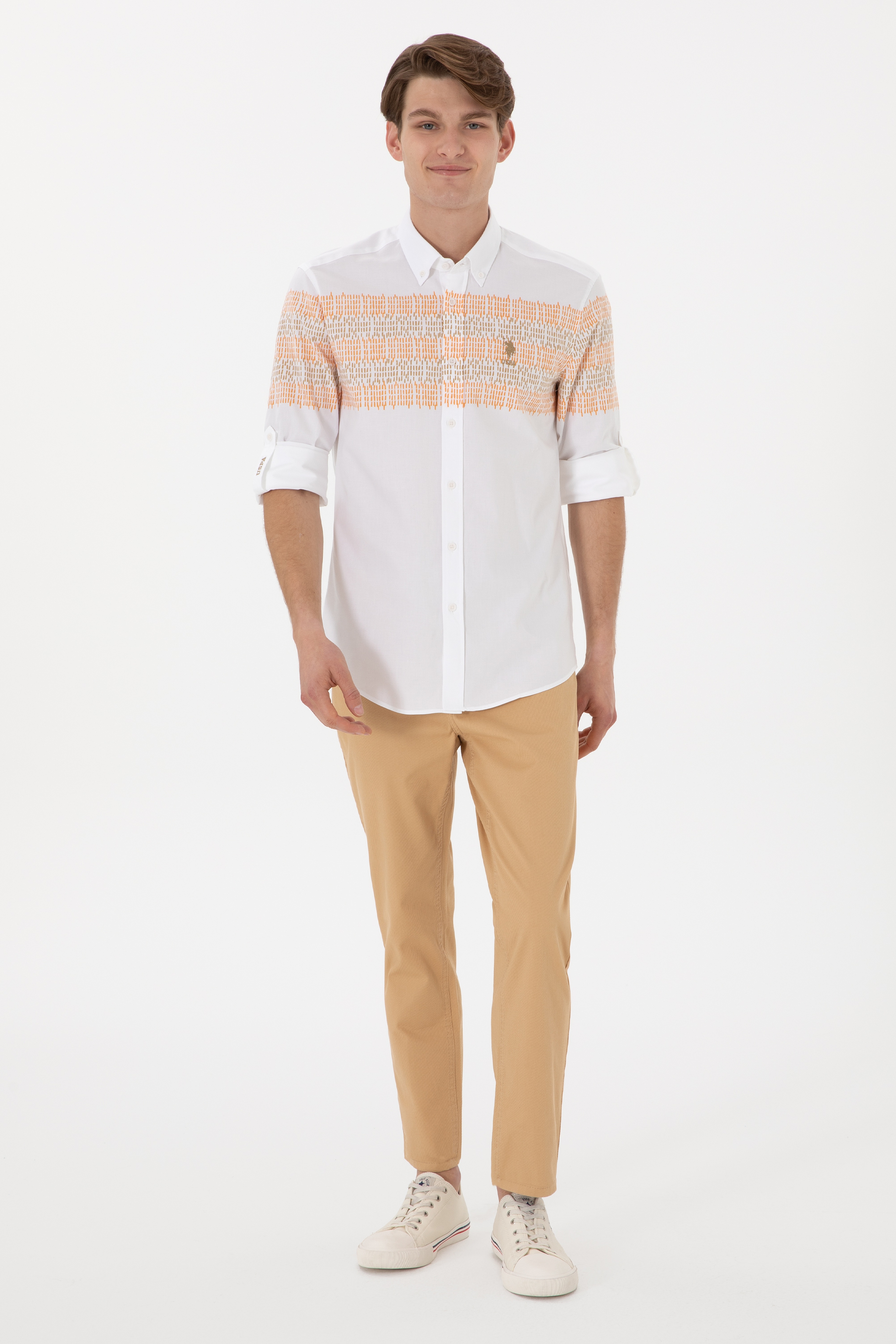 Erkek Slim Fit Camel Kanvas Pantolon - Image 1