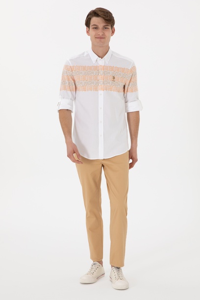 Erkek Slim Fit Camel Kanvas Pantolon