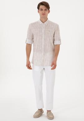 Erkek Beyaz Kanvas Pantolon - 50299165439