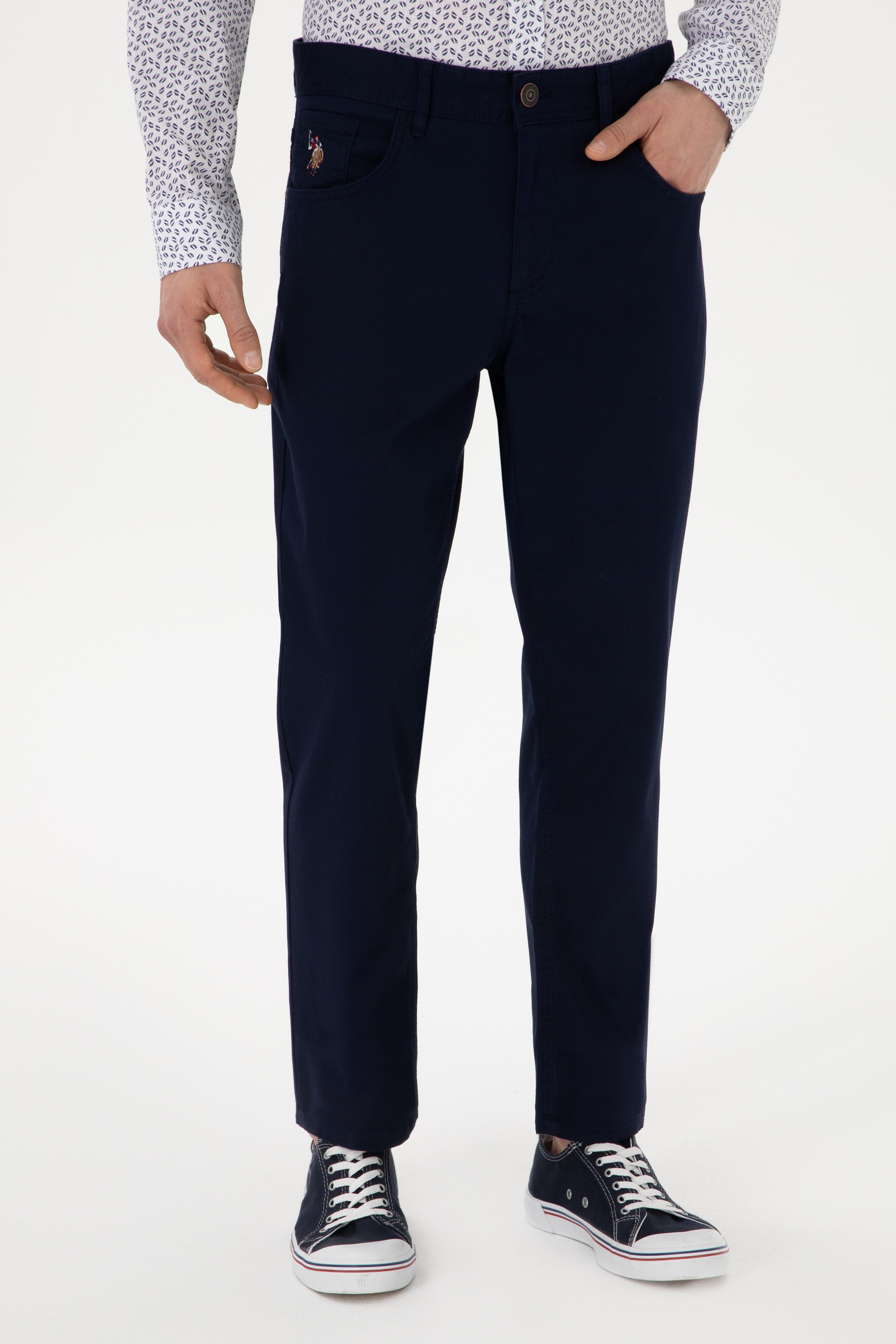 Erkek Slim Fit Lacivert Kanvas Pantolon - Image 2