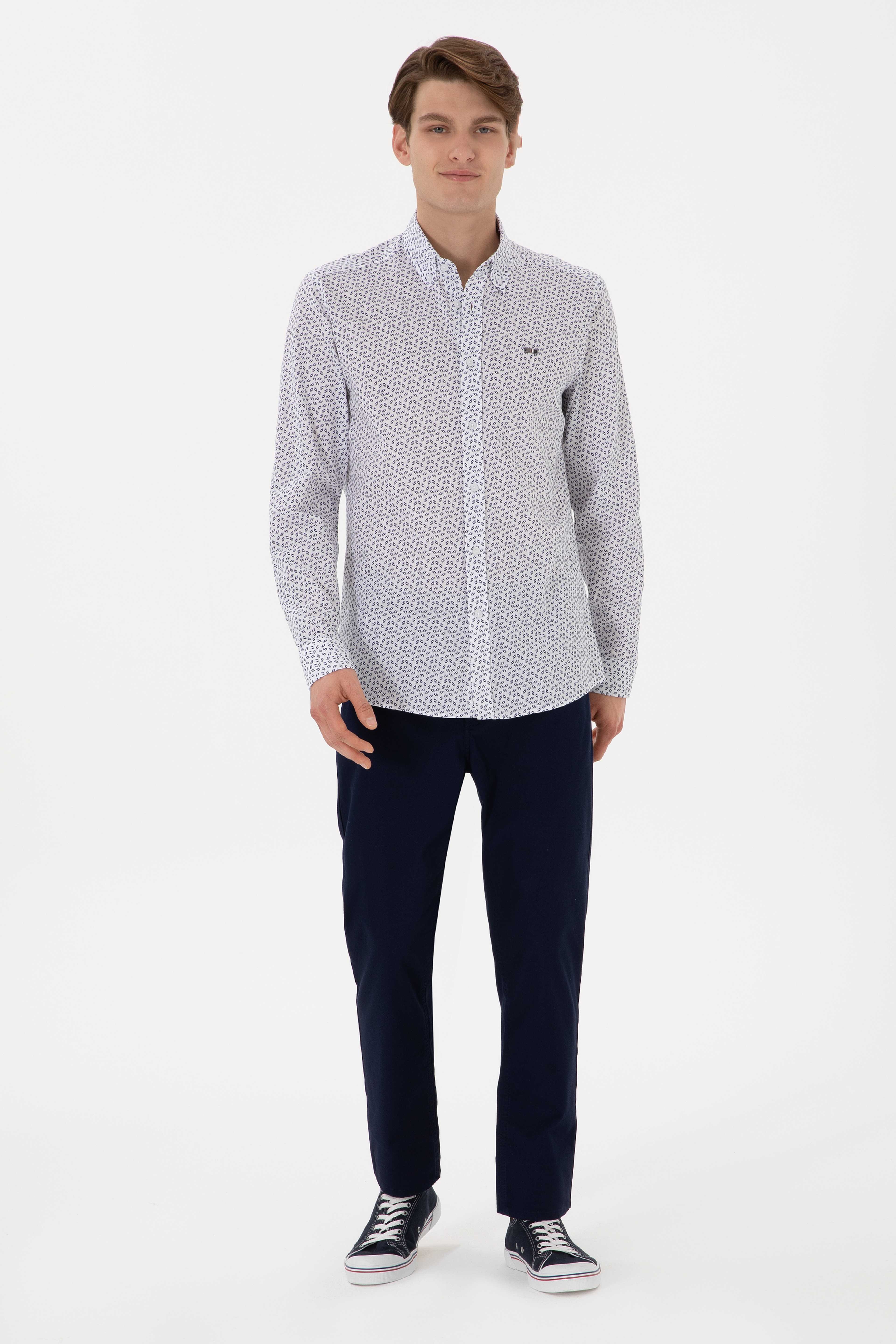 Erkek Slim Fit Lacivert Kanvas Pantolon - Image 1