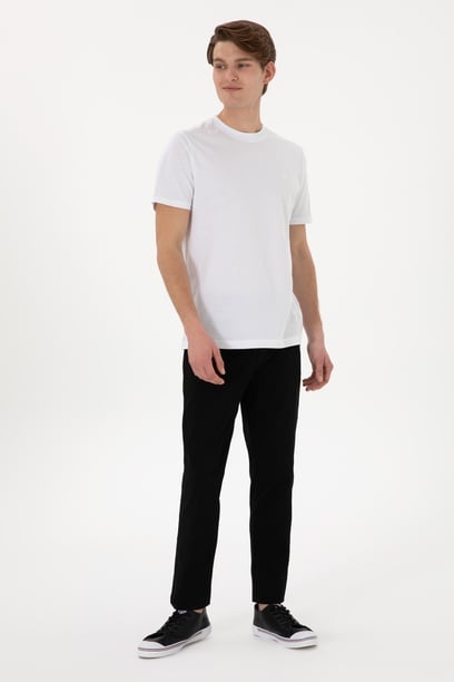 Erkek Slim Fit Siyah Kanvas Pantolon