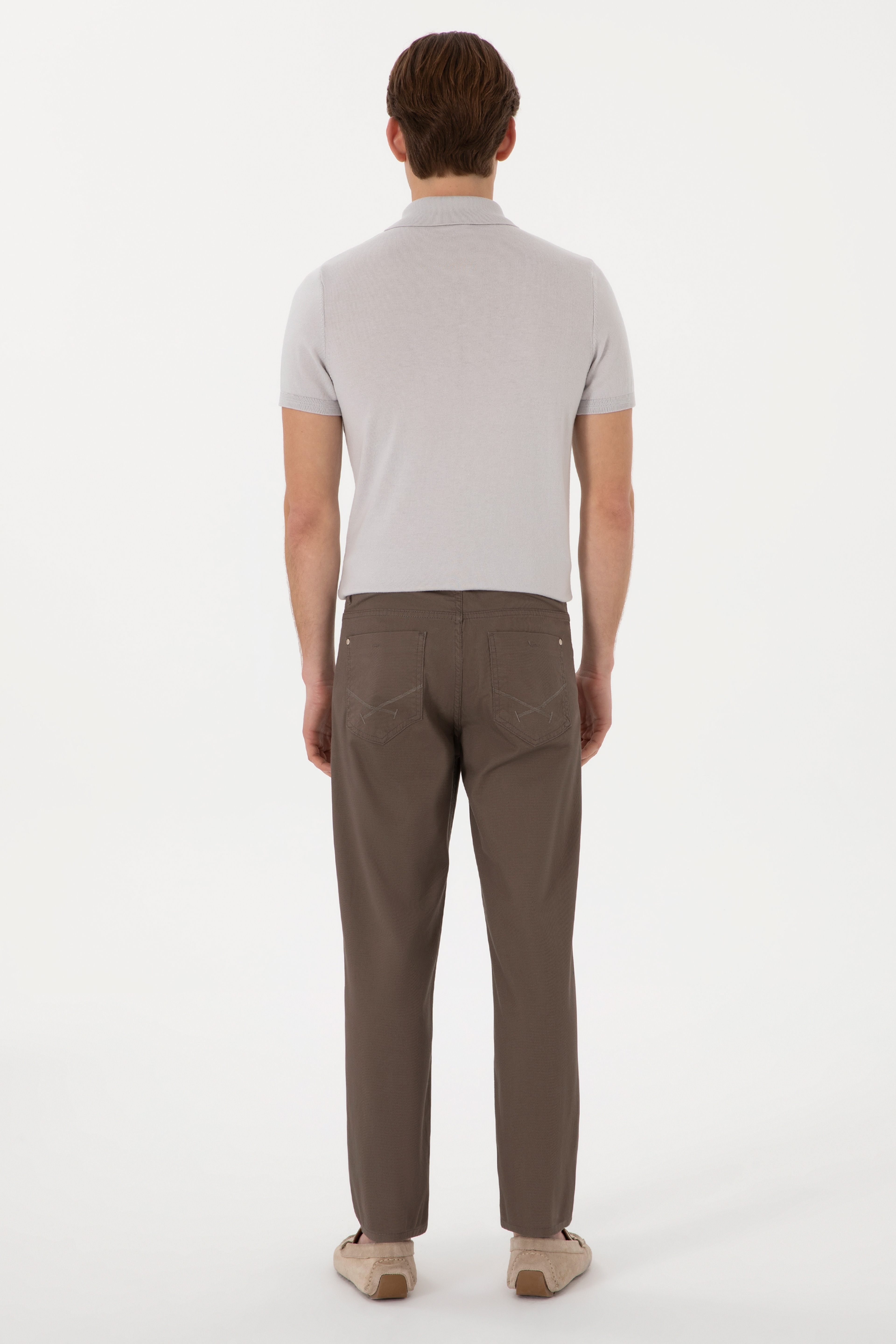 Erkek Slim Fit Vizon Kanvas Pantolon