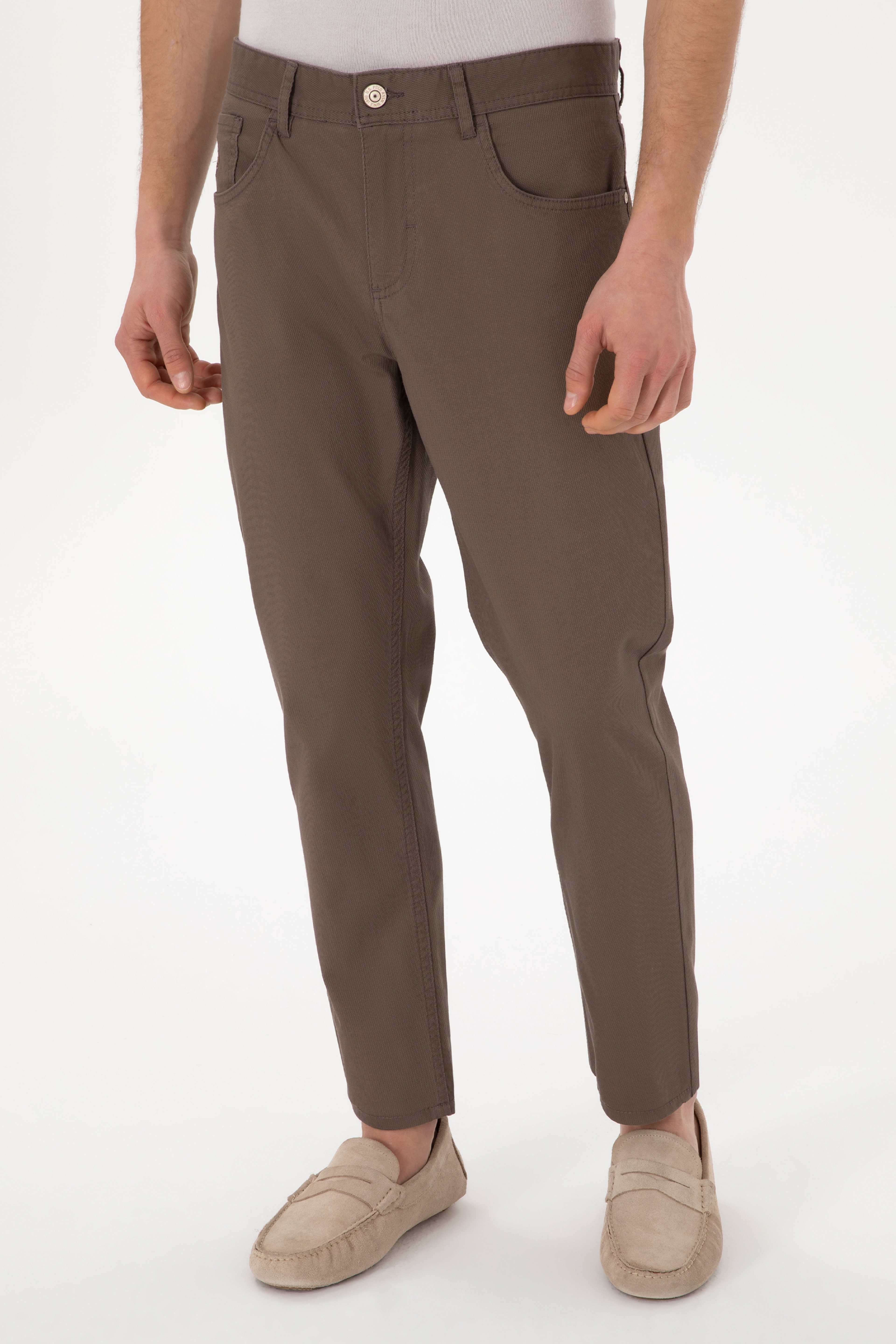 Erkek Slim Fit Vizon Kanvas Pantolon - Image 2