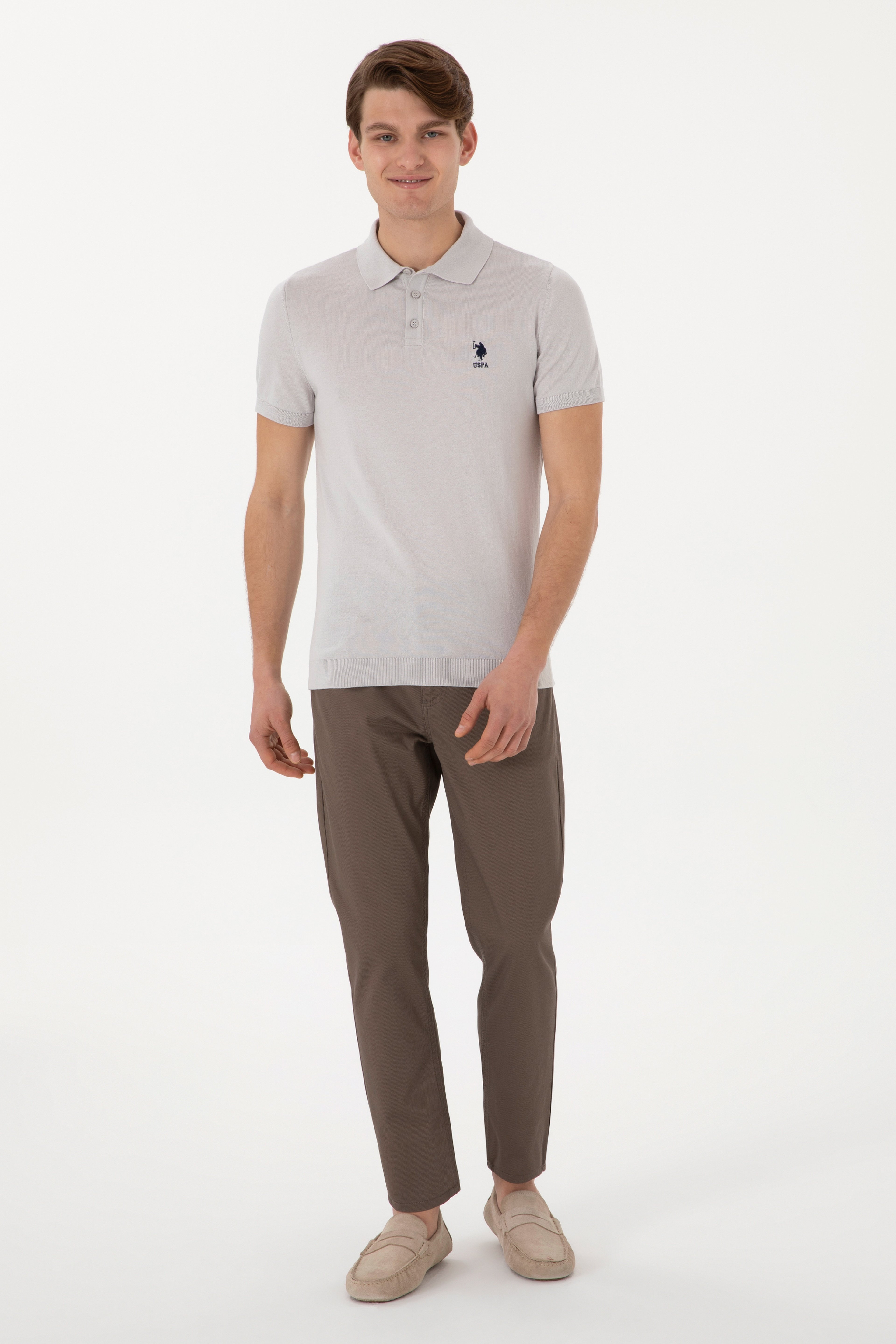 Erkek Slim Fit Vizon Kanvas Pantolon - Image 1