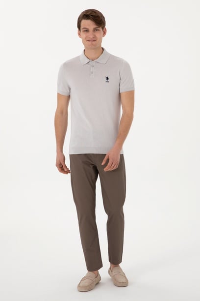 Erkek Slim Fit Vizon Kanvas Pantolon
