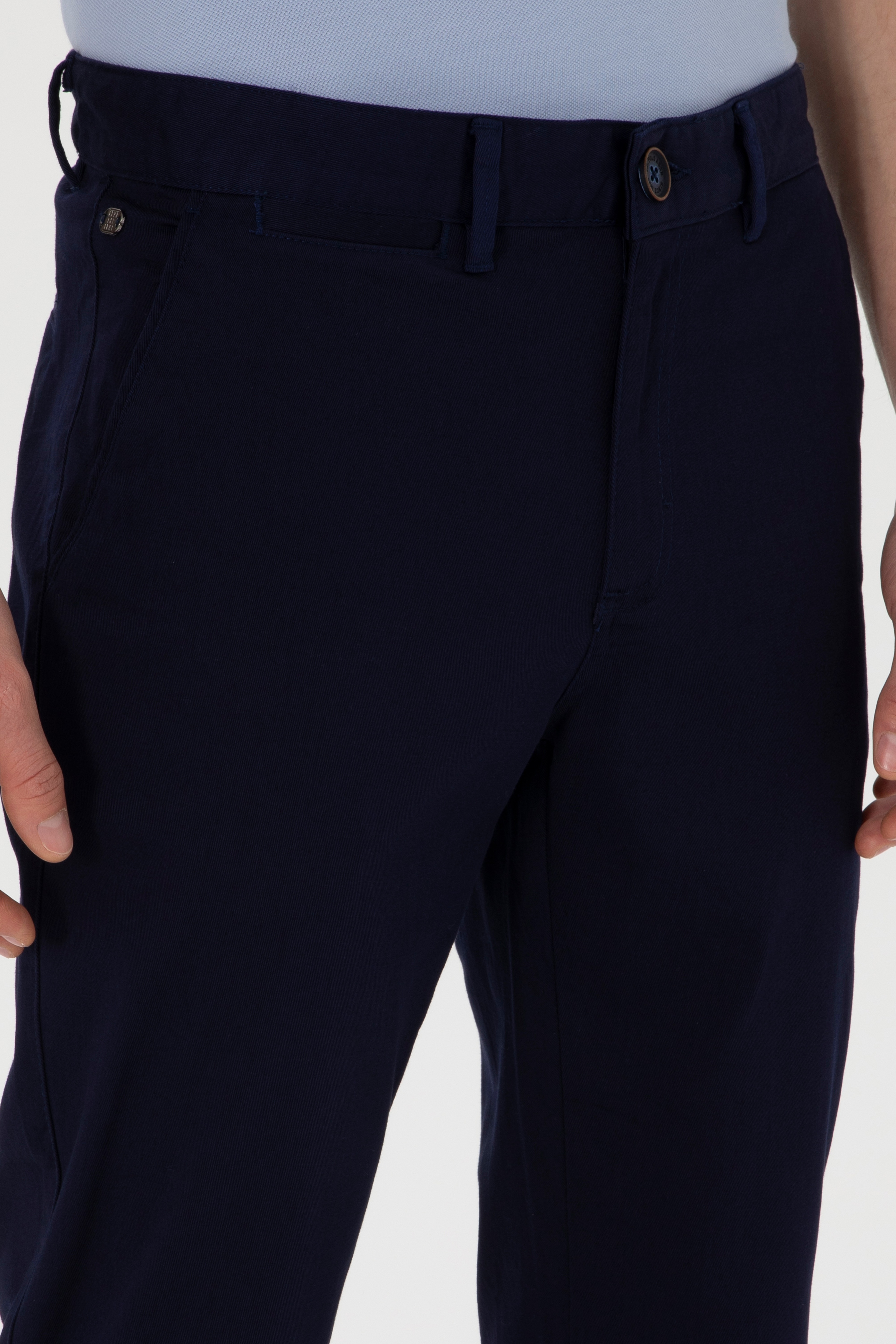 Erkek Slim Fit Lacivert Kanvas Pantolon
