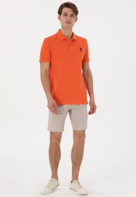 Erkek Slim Fit Polo Yaka Nar Çiçeği Basic Tişört - 50307699026