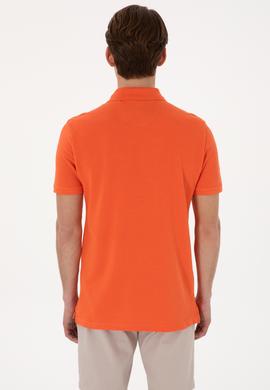 Erkek Slim Fit Polo Yaka Nar Çiçeği Basic Tişört - 50307699026