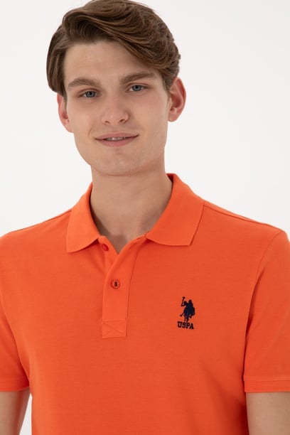 Erkek Slim Fit Polo Yaka Nar Çiçeği Basic Tişört