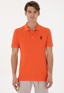 Erkek Slim Fit Polo Yaka Nar Çiçeği Basic Tişört - 50307699026