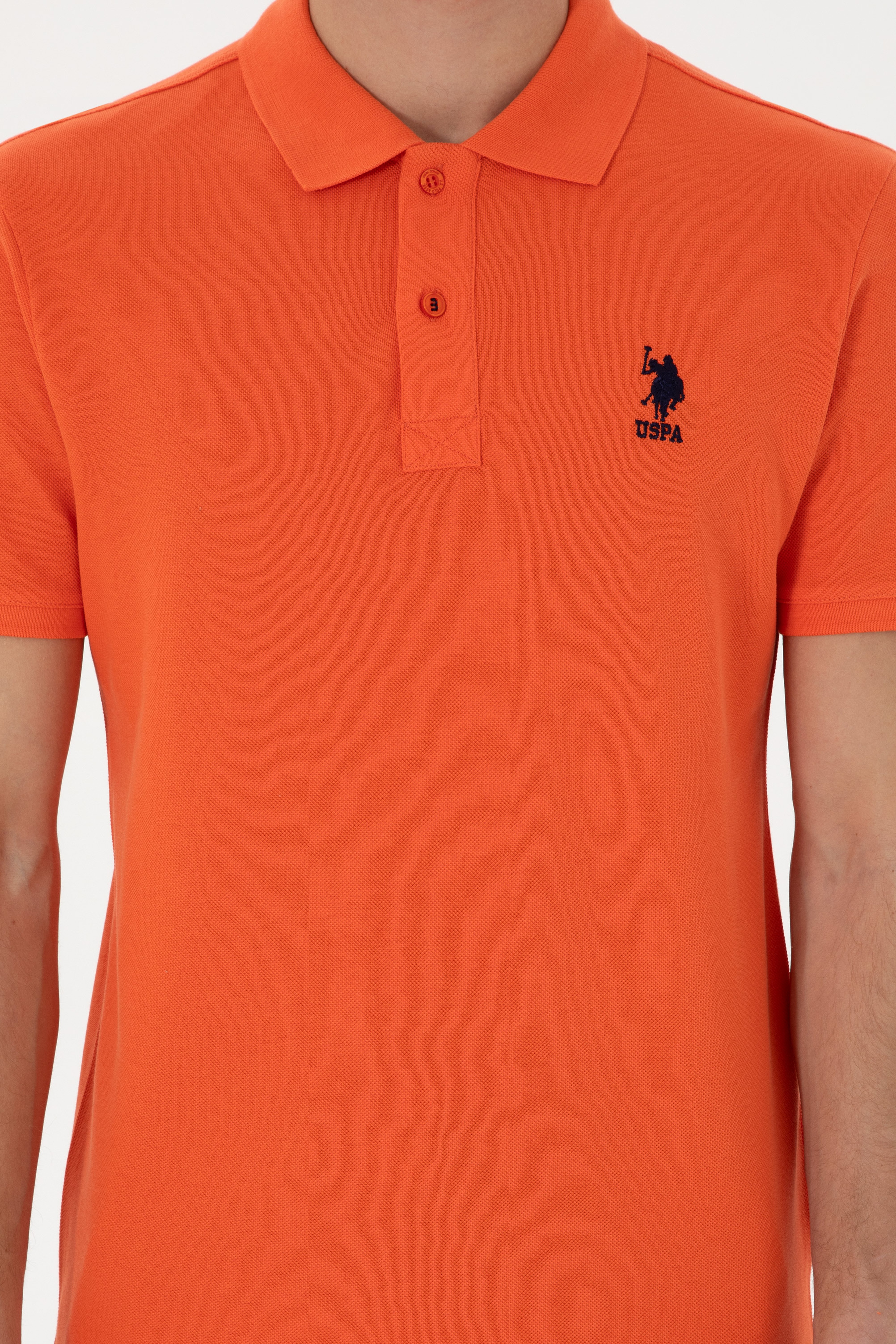 Erkek Slim Fit Polo Yaka Nar Çiçeği Basic Tişört