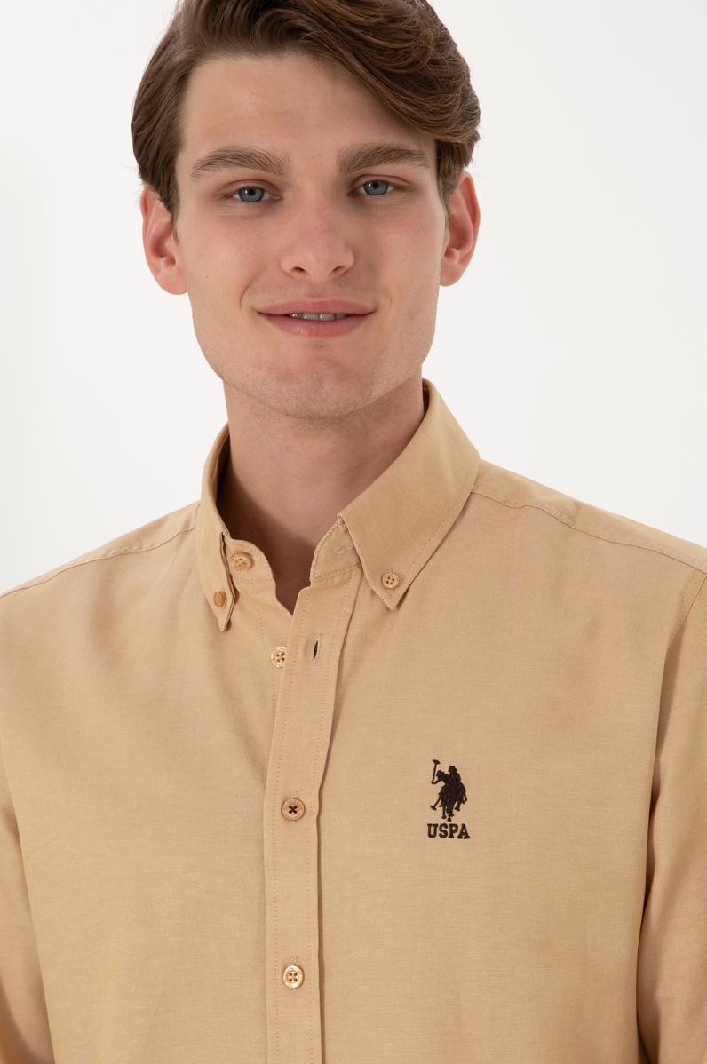 Erkek Camel Uzun Kollu Basic Gömlek