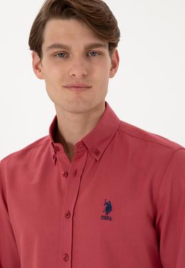 Erkek Vişne Uzun Kollu Basic Gömlek - 50298009078