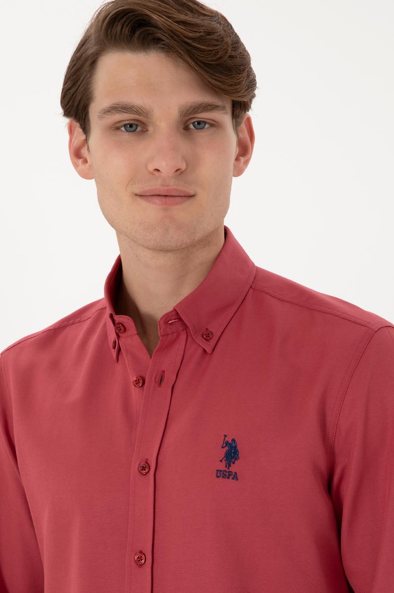 Erkek Vişne Uzun Kollu Basic Gömlek