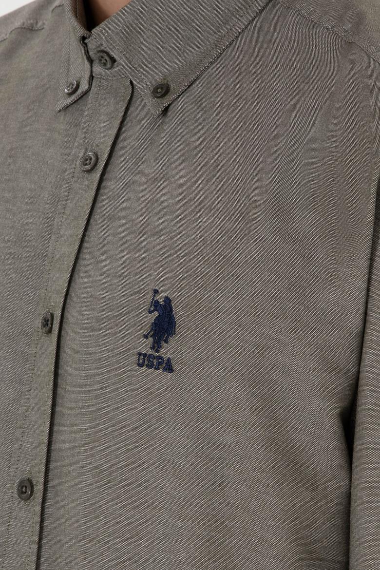 Erkek Koyu Haki Uzun Kollu Basic Gömlek - 50298021037