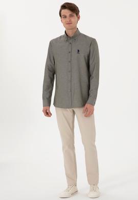 Erkek Koyu Haki Uzun Kollu Basic Gömlek - 50298021037