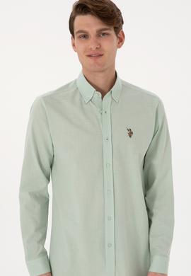 Erkek Su Yeşili Uzun Kollu Basic Gömlek - 50298000054