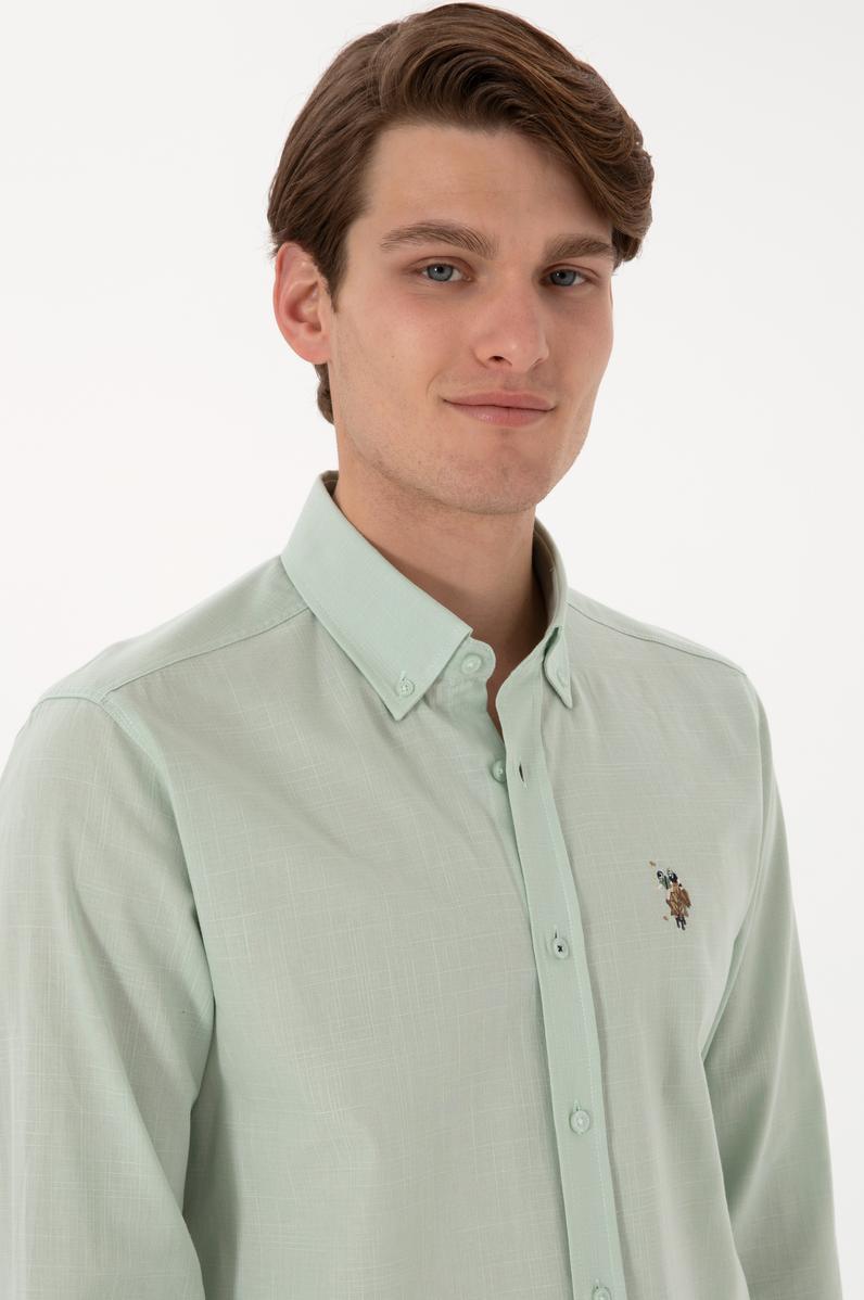 Erkek Su Yeşili Uzun Kollu Basic Gömlek